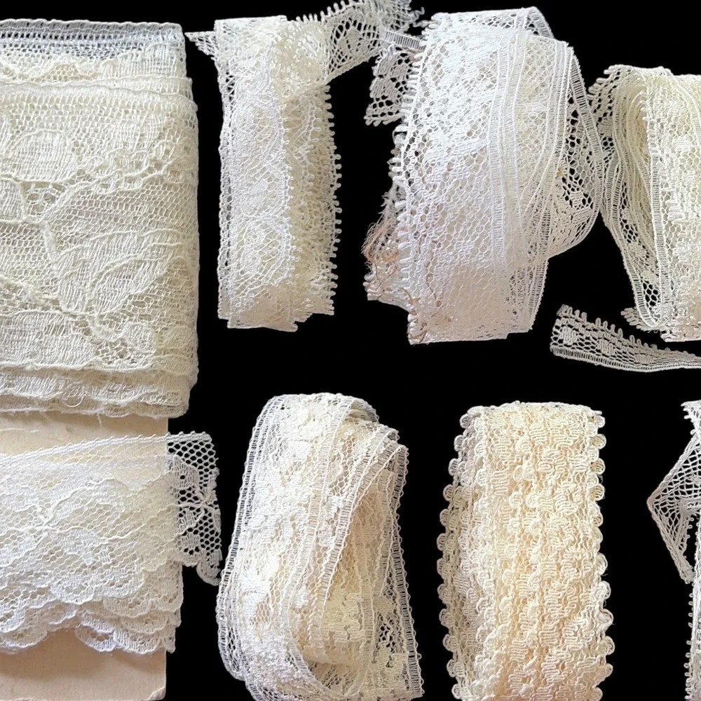 Antique Lace Trim Lot Mostly Fine Cotton Valenciennes Edging Heirloom Craft